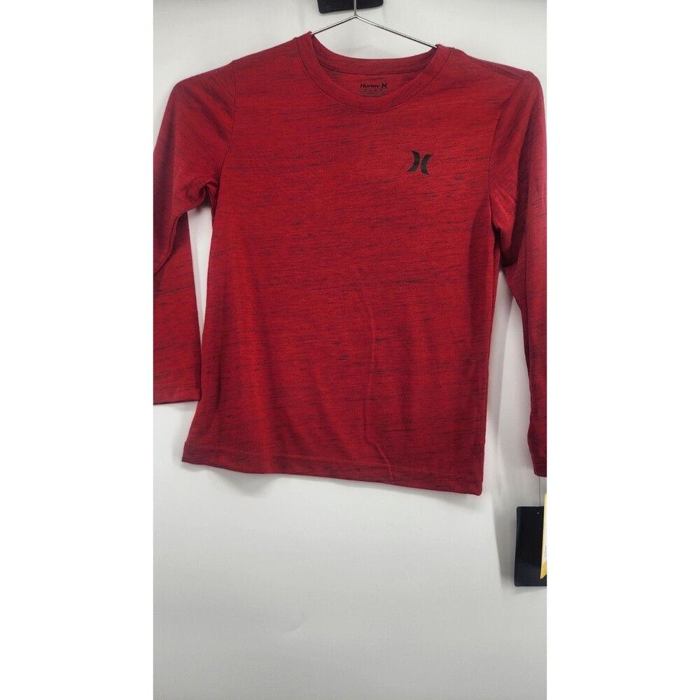 Hurley Boys Size 7 Medium Red Long Sleeve Cloud Slub Crew Tee T-Shirt NWT